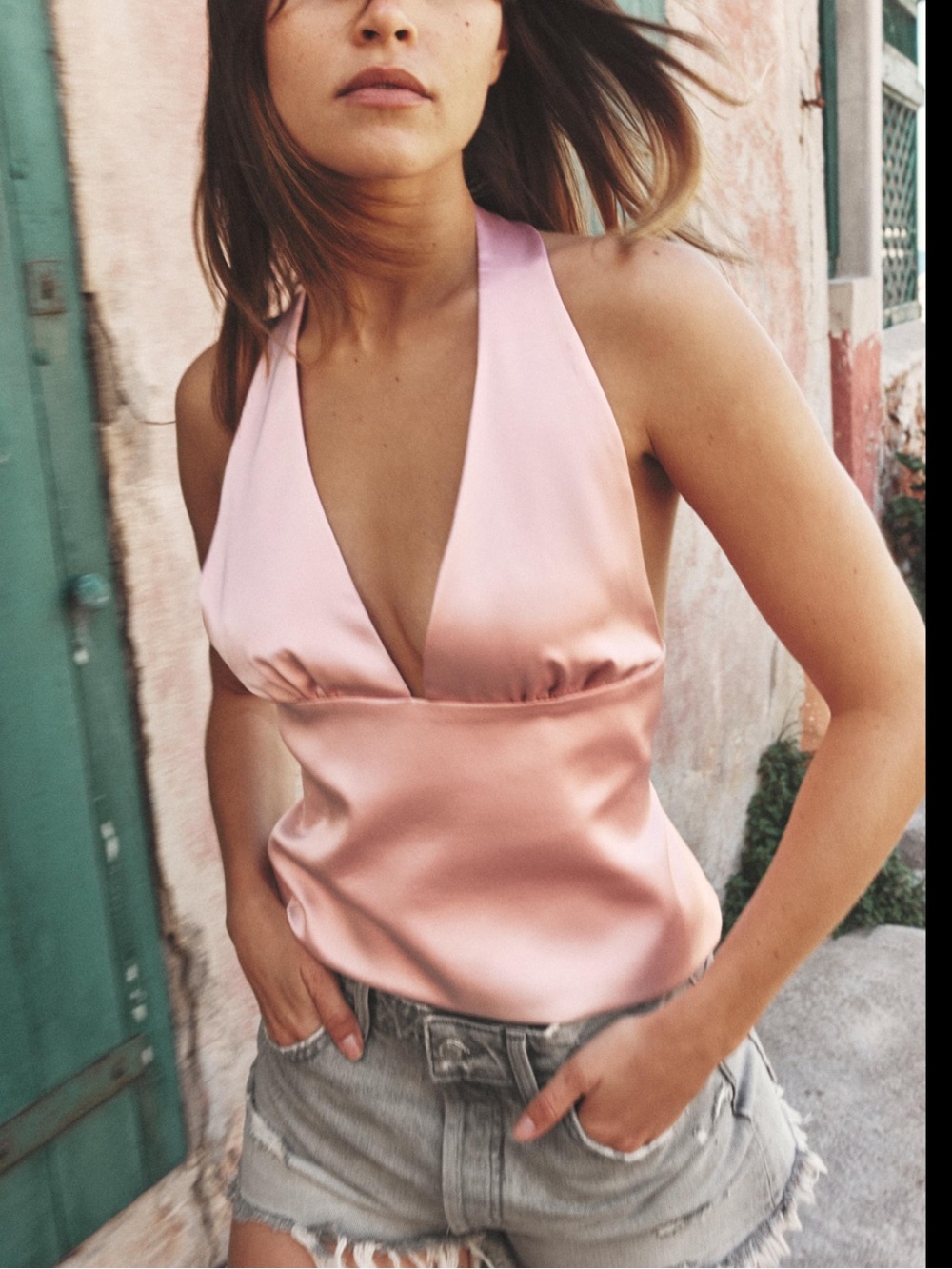 Zara Satin Halter Top